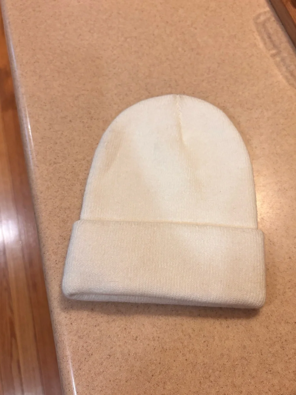 Carhartt Cream Knit Cuffed Beanie with Logo Patch